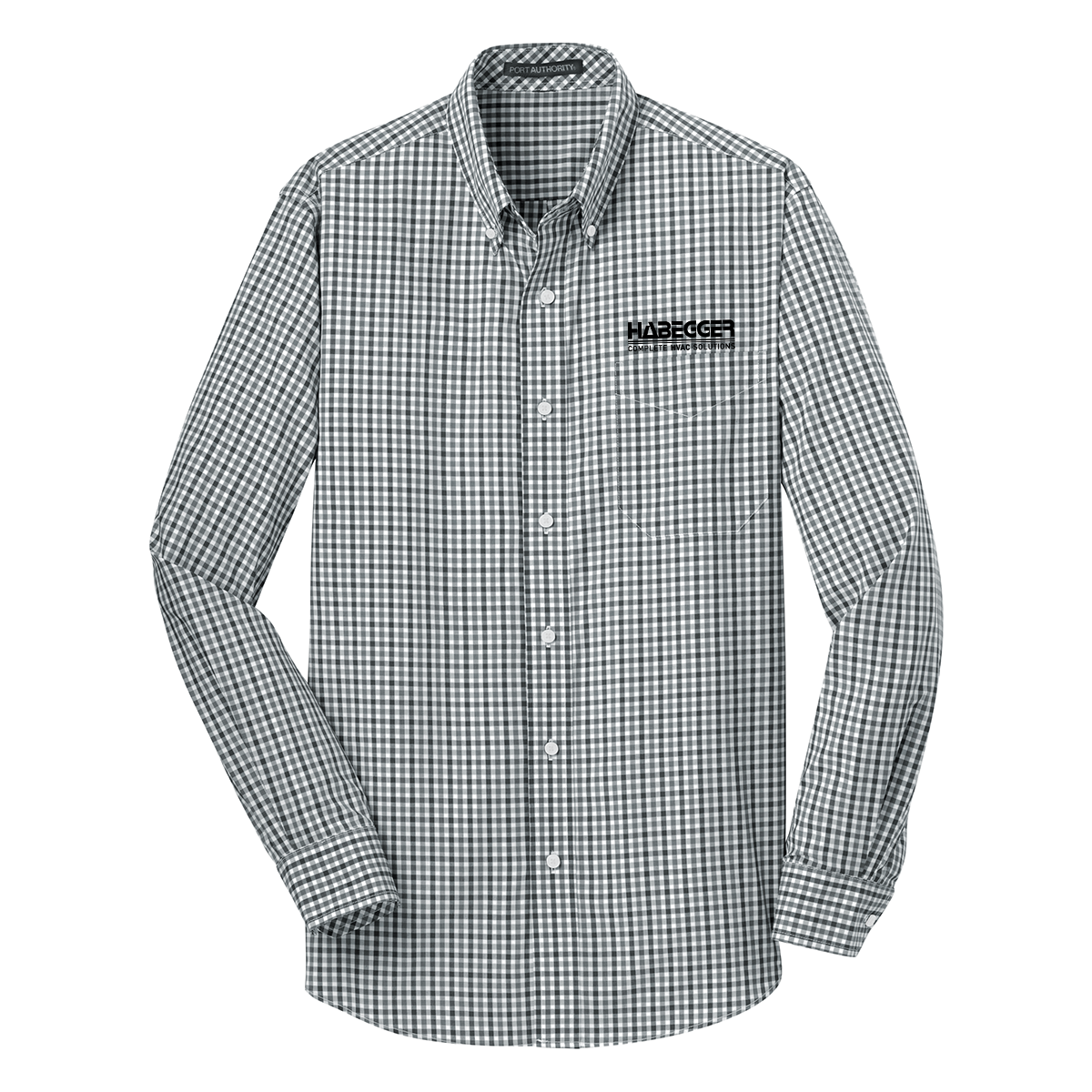 Port Authority Long Sleeve Gingham Easy Care Shirt - Black/Charcoal