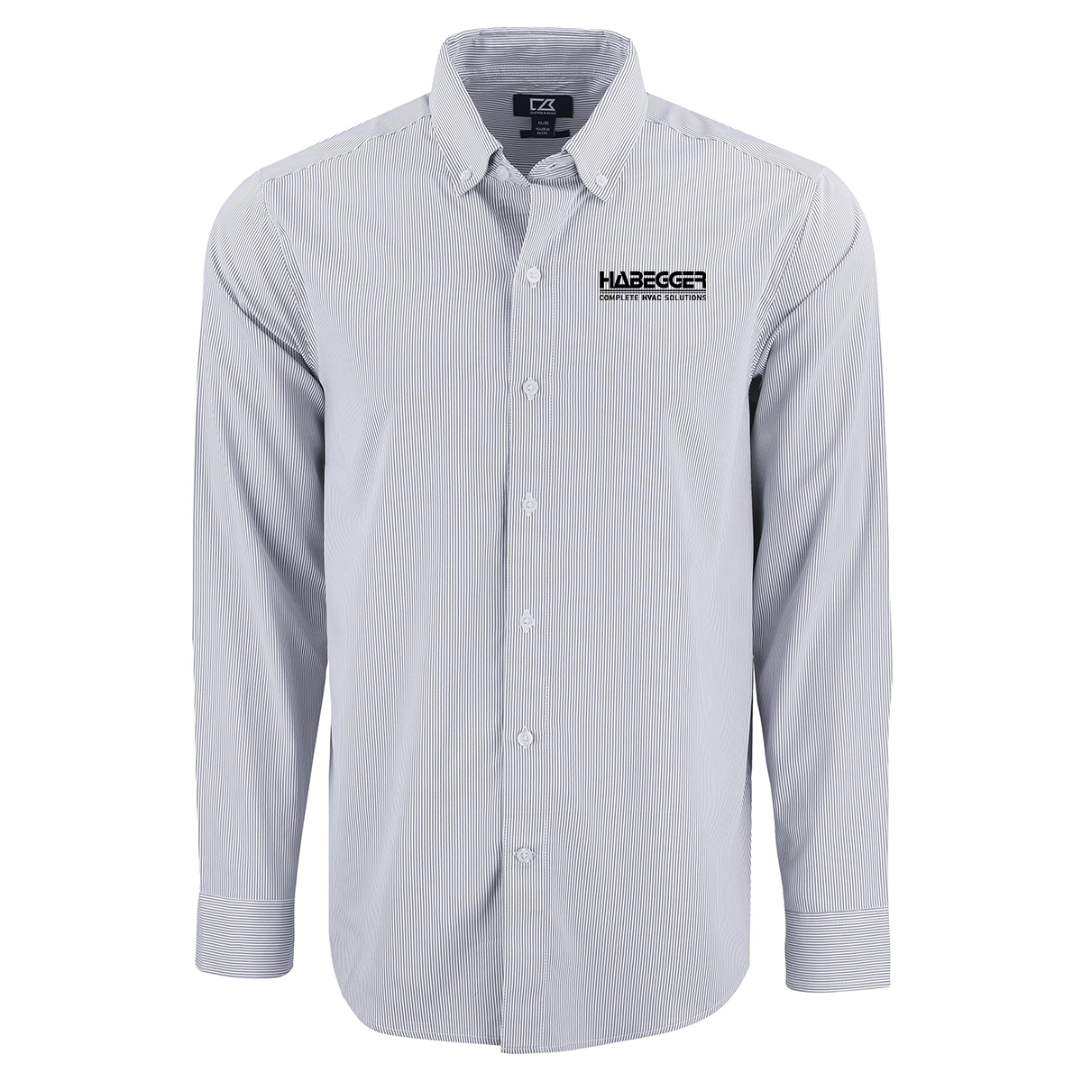 Cutter & Buck Skyline Epic Confidence Recycled Pinstripe Mens Long Sleeve Dress Shirt