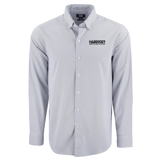 Cutter & Buck Skyline Epic Confidence Recycled Pinstripe Mens Long Sleeve Dress Shirt