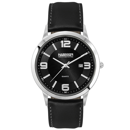 WC4216 43MM STEEL SILVER CASE, 3 HAND MVMT, BLACK DIAL, DTE DISPLAY, LEATHER STRAP, FLAT MINERAL CRYSTAL, 5